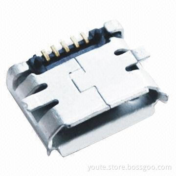 2.0 Micro USB Connector, 5P-F SMT B-type, 1.5A at 250V AC Rated Voltage and Current